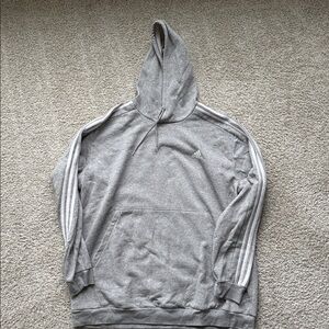 Adidas Heather Gray Hoodie with White Stripes